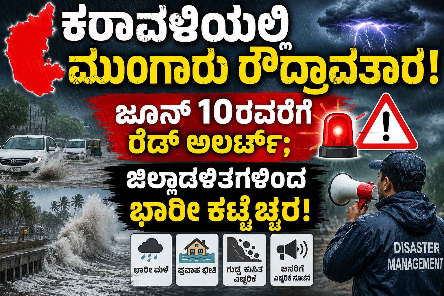 ಕರಾವಳಿಯಲ್ಲಿ ಮುಂಗಾರು ರೌದ್ರಾವತಾರ: ಜೂನ್ 10ರವರೆಗೆ ರೆಡ್ ಅಲರ್ಟ್; ಜಿಲ್ಲಾಡಳಿತಗಳಿಂದ ಭಾರೀ ಕಟ್ಟೆಚ್ಚರ!