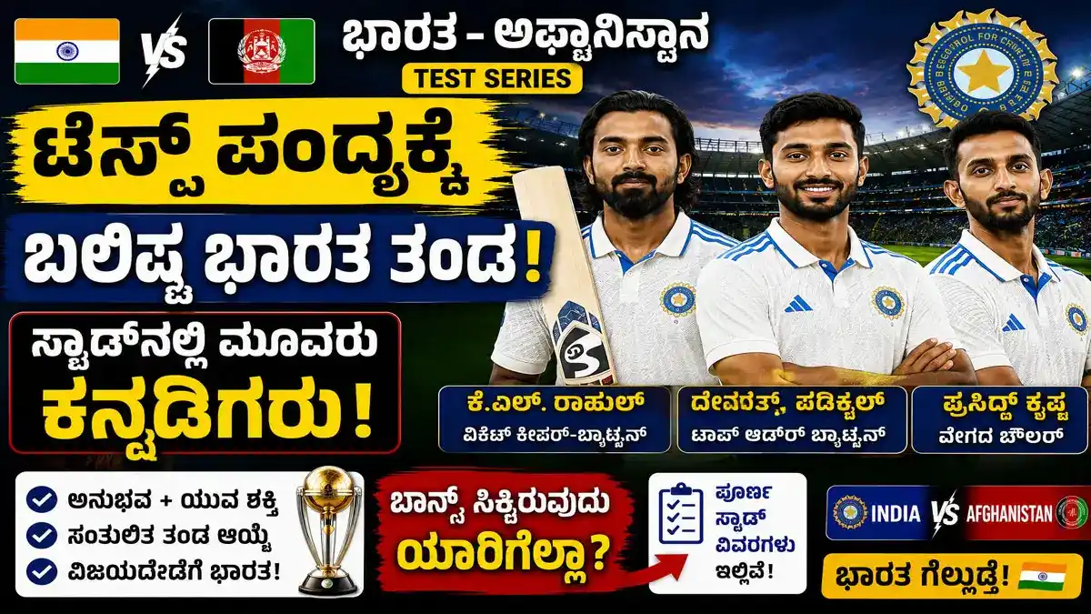 ಭಾರತ- ಅಫ್ಘಾನಿಸ್ತಾನ ಟೆಸ್ಟ್ ಪಂದ್ಯಕ್ಕೆ ಬಲಿಷ್ಠ ಭಾರತ ತಂಡ : ಸ್ಕ್ವಾಡ್ನಲ್ಲಿ ನಾಲ್ವರು ಕನ್ನಡಿಗರು ! ಯಾರಿಗೆಲ್ಲಾ ಸಿಕ್ಕಿದೆ ಚಾನ್ಸ್ ?