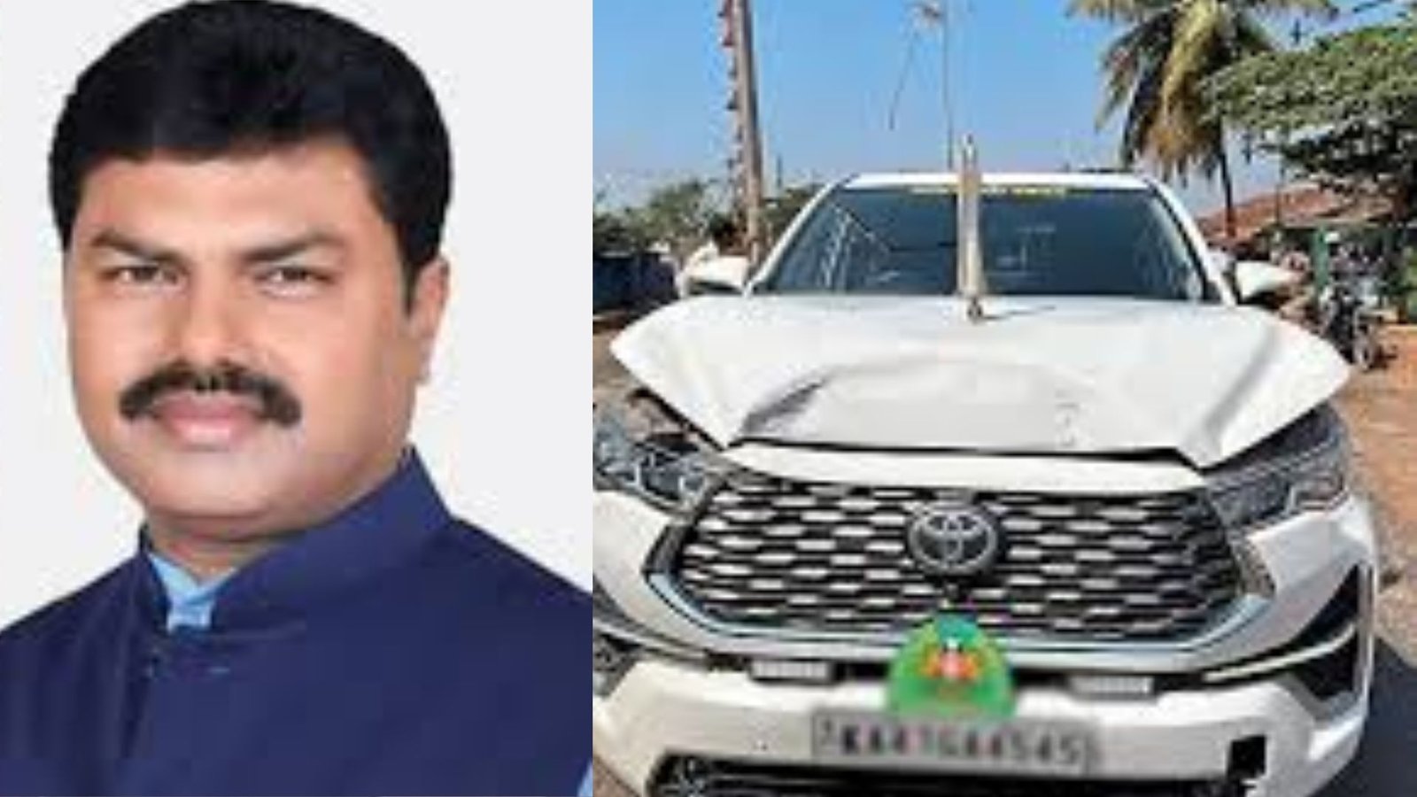 MP BY Raghavendra car accident in Shivamogga